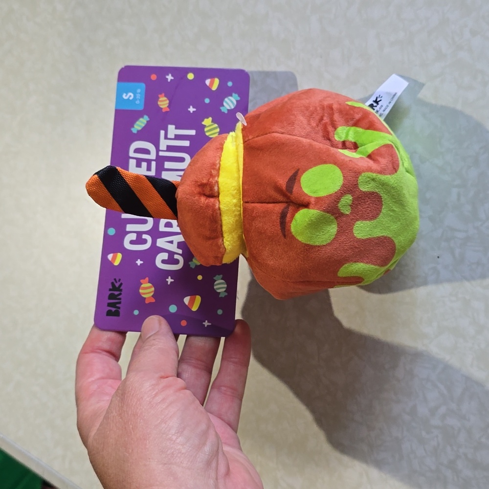 Bark Orange and Green Cursed Caramel Mutt Dog Toy NWT Size Small 0-20 Pounds
